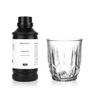 Clear Pro 3D Printer Resin, Glass-Like Ultra High Transparency, Non-Yellowing & Non-Brittle, High Precision 405nm UV Curing Resin for LCD/DLP 3D Printing (Clear, 500g)