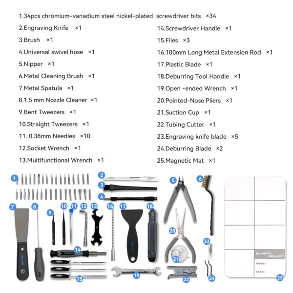 Creality 3D Print Tools Warp Kit 74PCS Comprehensive 3D Printing Tools for 3D Printer Assembling, Nozzle Cleaning, Model Removal Crafting Detailing, Filament Cutting Multi Purpose 3D Printer Tools - Image 2