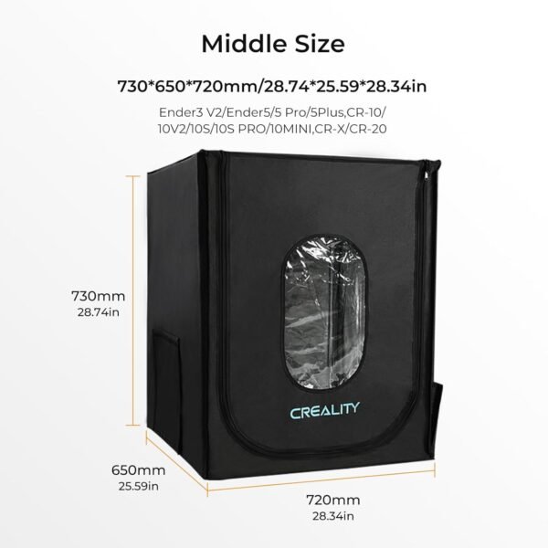 Creality 3D Printer Enclosure, 3D Printing Fireproof and Dustproof Tent for Ender 3/Ender 3V3/Ender 3V3 SE/Ender 3 S1 Pro, Constant Temperature 3D Printer Cover 21.65x25.59x29.53 inches - Image 2