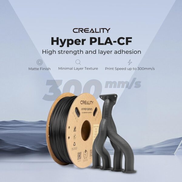 Creality 3D Printer Filament PLA Carbon Fiber Filament 1.75mm for K1C, Hyper PLA-CF for High Speed 50-300mm/s, 1kg(2.2lbs)/Spool, Dimensional Accuracy +/- 0.03 mm (Black) - Image 2