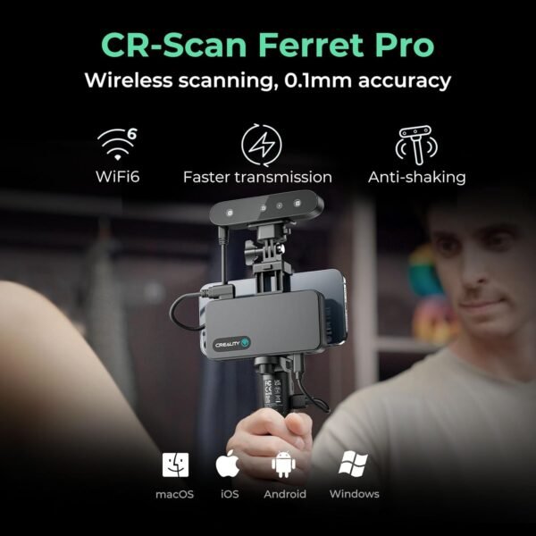Creality 3D Scanner CR-Scan Ferret Pro for 3D Printing, Upgrade Handheld Scanner with Wireless Scanning Anti-Shake Tracking, Fast Full-Color Scan, 0.1mm Accuracy for iOS/Android Phone PC Win 10/11 - Image 2