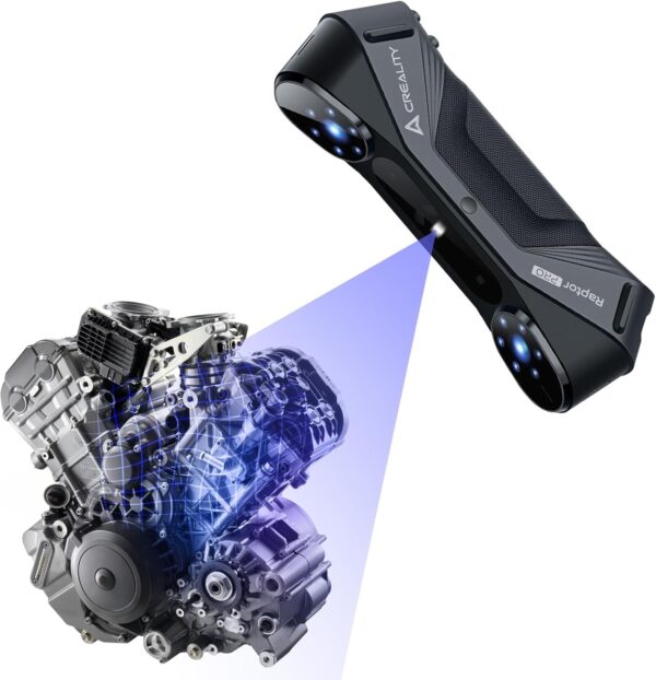 Creality 3D Scanner Raptor Pro for Automotive & Engineering Projects with Metrology-Grade 0.02mm Accuracy,22+7 Blue Laser,Anti-Shake Tracking,Up to 60FPS Scanning Speed Support 5-2000mm Objects