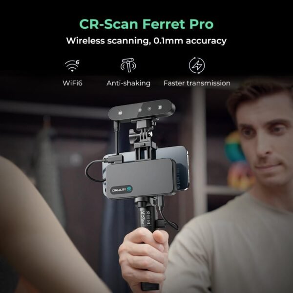 Creality CR Scan Ferret Pro 3D Scanner for 3D Printing, Handheld Wireless 3D Scanner with RGB Camera, 0.1mm Accuracy, Anti-Shake Tracking, Compatible with PC, iOS, Android - Image 2