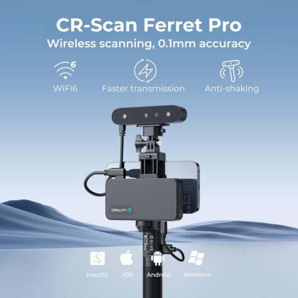 Creality CR-Scan Ferret Pro 3D Scanner for Printing, 0.1mm Accuracy & 60FPS Wireless Scanning with WiFi6/Anti-Shake, Full-Color Handheld Scanner Compatible with Win/Mac/iOS/Android - Image 2