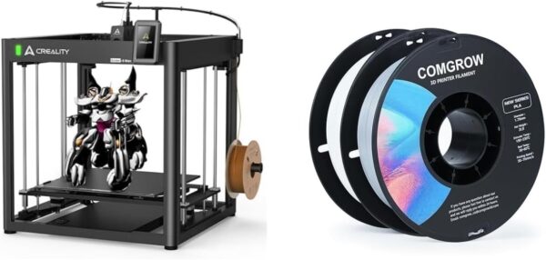 Creality Ender 5 Max 3D Printer, with 700mm/s Max Printing Speed,Auto Leveling 300℃ High Temp Precise Linear Rail Dual Z Axis Extruder Beefy Frame and PLA 3D Printer Filament Grey and White