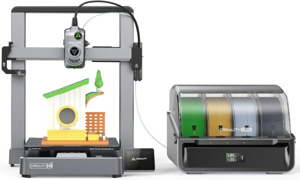 Creality Hi Combo Multicolor 3D Printer with CFS, 500mm/s High Speed Printing,Full-auto Leveling, Automatic Filament Reading, Fully Assemble, Silent Mode 3D Printers 10.24×10.24×11.81 inch