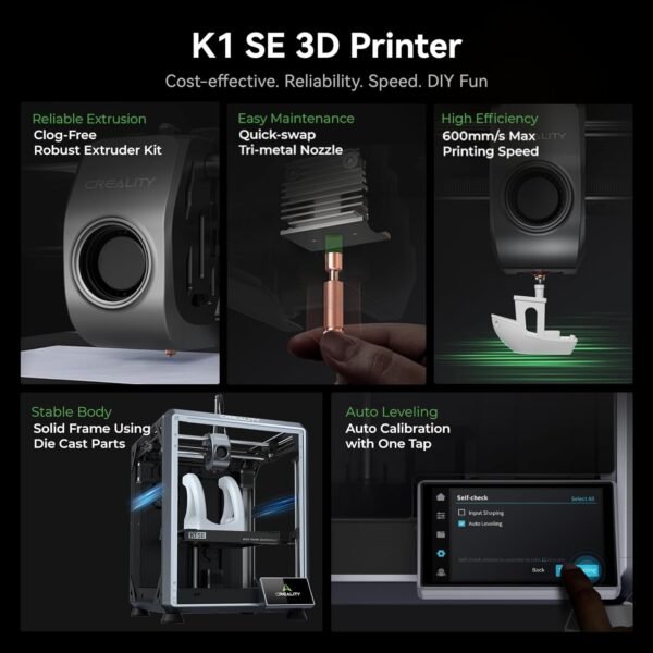Creality K1 SE 3D Printer, 2024 New Version 600mm/s High-Speed Hands-Free Auto Leveling Flagship-Level Direct Extruder Quick-swap Tri-Metal Nozzle K1 Upgrade 3D Printer - Image 2