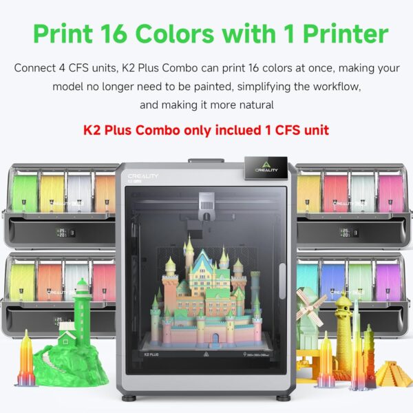 Creality K2 Plus Combo 3D Printer, Multicolor Printing Machine with 16 Colors, 600mm/s High-Speed Printing, Dual AI Camera for Monitoring, 350x350x350mm Build Volume& Filament System - Image 2