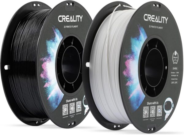 Creality PETG Filament 1.75mm, 3D Printer Filament, Excellent Toughness High Precision, Odorless Non-Toxic Moistureproof, Accuracy +/- 0.02mm, 2 Pack-1kg (Black & White)