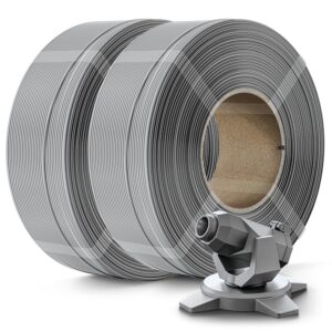 Creality PETG Filament Refill 1.75mm 3D Printer Filament, 2kg (4.4lb) Refilament for Bambu Lab/Marswork Aluminum Reusable Spool, Dimensional Accuracy ±0.03mm, Grey(2-Pack)