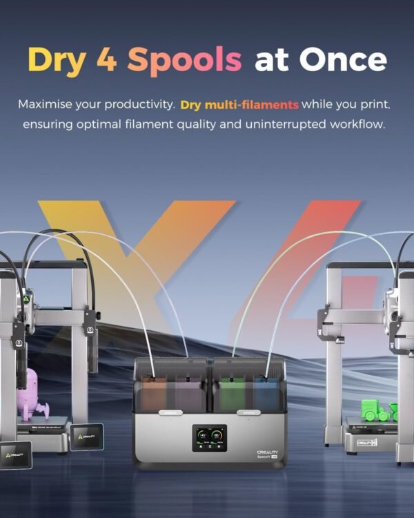 Creality Space Pi X4 Filament Dryer, 4 Spools Filament Dry Box with Dual-Chamber Heated Storage, Max 85℃ Temerature, Independent Temperature Control for PLA, PETG, ABS, TPU, Nylon, ASA, PAHT,PPA - Image 2