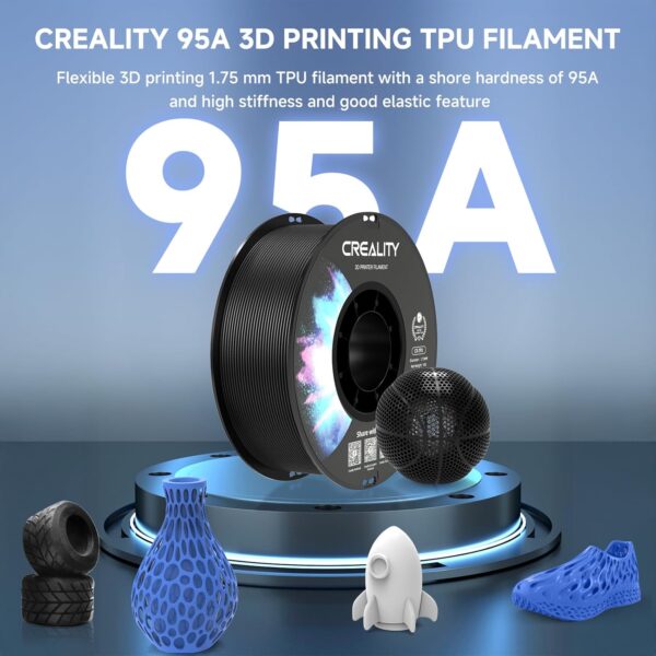 Creality TPU Filament Black, Flexible 3D Printer Filament 1.75mm for Airless Basketball, 95A Shore Hardness Good Layer Bonding Performance Dimensional Accuracy +/- 0.03 mm for Most FDM 3D Printers,1kg - Image 2