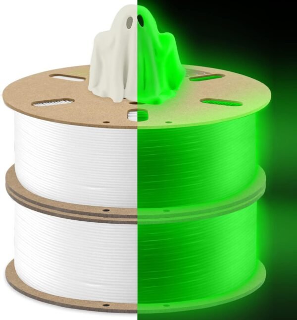 DURAMIC 3D PLA Glow in The Dark Filament 1.75mm 1Kg 2 Pack, 3D Printing Luminous Filament 1.75mm Dimensional Accuracy +/- 0.02 mm, Fit Most FDM 3D Printers