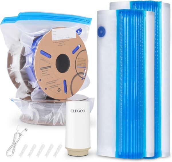 ELEGOO Filament Vacuum Storage Kit with Auto Pump, 30 Pack Vacuum Sealed Bags in 2 Sizes for Keeping 3D Printer Filament Dry(13.8 * 12.6 inch, 13.4 * 11.8 inch)
