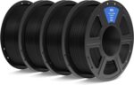 ELEGOO PETG Filament 1.75mm Black 4KG, 3D Printer Filament Dimensional Accuracy +/- 0.02 mm, 4pcs 1kg Spool(2.2lbs) Fits for Most FDM 3D Printers