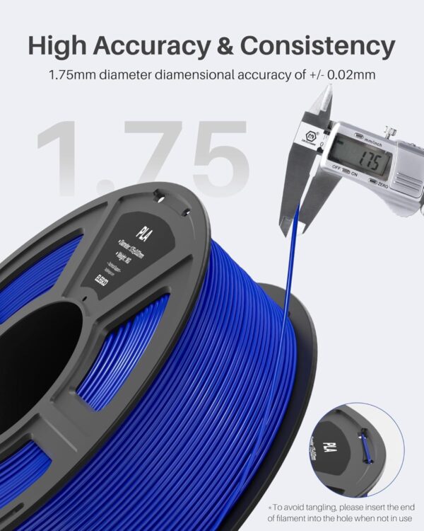 ELEGOO PLA Filament 1.75mm Black 1KG, 3D Printer Filament Dimensional Accuracy +/- 0.02mm, 1kg Spool(2.2lbs) Fit Most FDM 3D Printers - Image 2