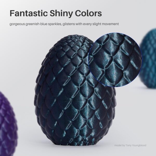 ELEGOO PLA Filament 1.75mm Galaxy Peacock Blue 1KG, Shiny 3D Printer Filament Dimensional Accuracy +/- 0.02mm, 1kg Spool(2.2lbs) 3D Printing Filament for Most FDM 3D Printers - Image 2
