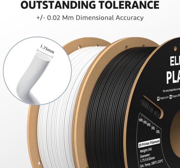 ELEGOO PLA PRO Filament 1.75mm Green 1KG, 30-250mm/s Printing Speed Improved Rigidity 3D Printer Filament Dimensional Accuracy +/- 0.02mm, 1kg Spool (2.2lbs) - Image 2