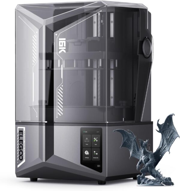 ELEGOO Saturn 4 Ultra 16K Resin 3D Printer with 10" 16K Mono LCD and Flip-up Lid, Smart Tank Heating at 30?, 150mm/h High Speed Printing, Large Printing Size of 8.33x4.66x8.66 Inches