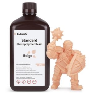 ELEGOO Standard LCD 3D Printer Resin, Fast UV-Curing 3D 405nm UV Resin Photopolymer Resin for High Precision Rapid LCD 3D Printing Beige 2000G