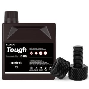 ELEGOO Tough Resin, 3D Printer Resin with High Impact Resistance and High Toughness, High Precision 3D Printing Resin for High Performance Printing, 3D Resin for DLP LCD 3D Printers, Black 2000g