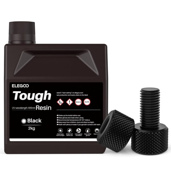ELEGOO Tough Resin, 3D Printer Resin with High Impact Resistance and High Toughness, High Precision 3D Printing Resin for High Performance Printing, 3D Resin for DLP LCD 3D Printers, Black 2000g