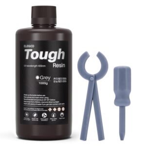 ELEGOO Tough Resin for 3D printing, 3D Printer Resin with High Toughness, High Elasticity, Stable Performance, 405nm UV-Curing 3D Resin for LCD/DLP/MSLA 3D Printer, Grey 1000g