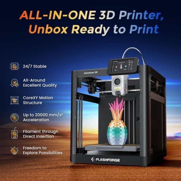 FLASHFORGE 3D Printer AD5M, 1-Click Full-Auto Calibration 600mm/s Fast Printing, CoreXY High-Speed Precision with Every Layer, 3S Quick-Swap Nozzle, Customizable Enclosure, Build Volume 220*220*220mm - Image 2