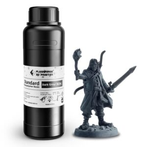 FLASHFORGE 3D Printer Resin, Fast Curing Standard 3D Resin High Precision & Excellent Fluidity with Low Odor, 405nm UV Curing 3D Printing Resin for LCD/DLP/SLA Resin 3D Printer (Dark Grey, 500G)