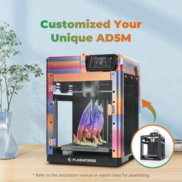 FLASHFORGE AD5M 3D Printer Fully Auto Calibration Print with 1-Click Max 600mm/s Speed, All-Metal CoreXY Structure Precise Printing, Easy-Maintenance Quick-Swap Nozzle, Print Size 220x220x220mm - Image 2