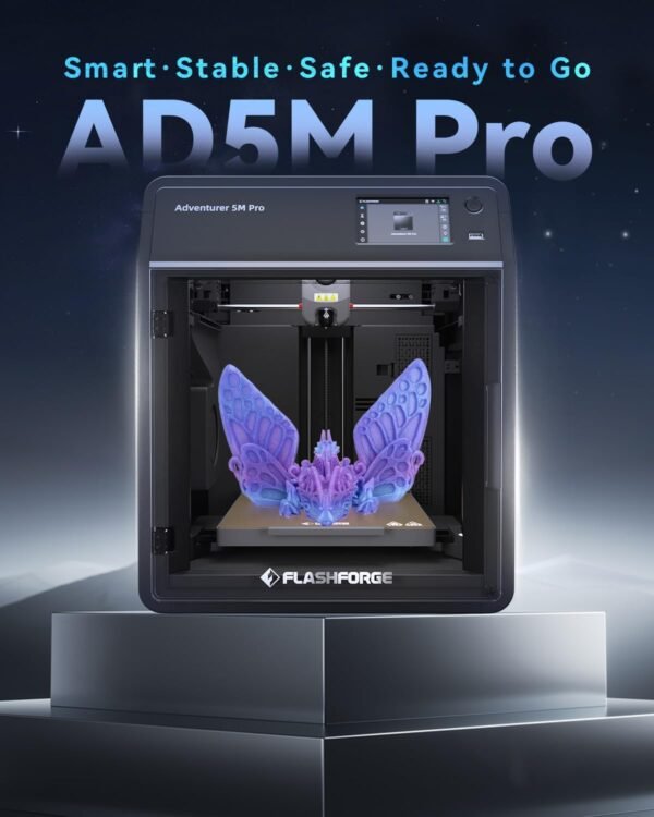 FLASHFORGE AD5M Pro 3D Printer, CoreXY 600 mm/s Printing Speed, 0.4 & 0.6mm 3s Quick-Swap 280°C Nozzles, 1-Click Auto Leveling, Fully Enclosed, 220×220×220mm Build Volume - Image 2