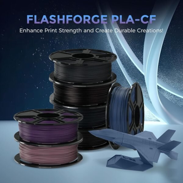 FLASHFORGE Carbon Fiber PLA Filament 1.75mm Volcanic Rock Gray, Reinforced 3D Printer Filament 1kg, Lightweight & High-Strength PLA-CF Filament, Strong & Easy to Print - Image 2