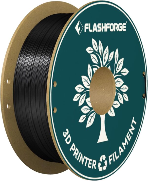 FLASHFORGE Silk PLA Filament 1.75mm Shiny Black, 3D Printer Filament 1kg (2.2lbs) Cardboard Spool, Smooth and Silky Texture 3D Printing Filament, Dimensional Accuracy +/- 0.02mm