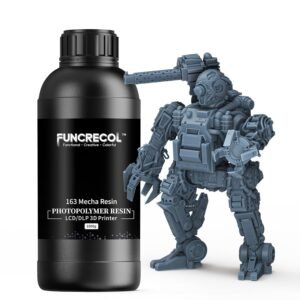 FUNCECOL Mecha 3D Printer Resin, Wear-Resistant Matte 3D Resin Low Shrinkage 405nm UV-Curing Resin,High Precision Liquid Print Resin for LCD/DLP/MSLA Printer, Grey 1KG