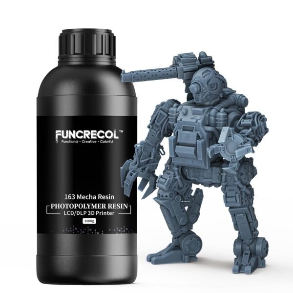 FUNCECOL Mecha 3D Printer Resin, Wear-Resistant Matte 3D Resin Low Shrinkage 405nm UV-Curing Resin,High Precision Liquid Print Resin for LCD/DLP/MSLA Printer, Grey 1KG