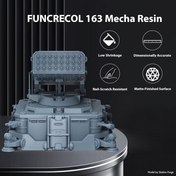 FUNCECOL Mecha 3D Printer Resin, Wear-Resistant Matte 3D Resin Low Shrinkage 405nm UV-Curing Resin,High Precision Liquid Print Resin for LCD/DLP/MSLA Printer, Grey 1KG - Image 2