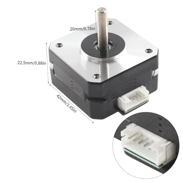 FYSETC 3D Printer Motor - Anycubi Kobrra Extruder Motor Replacement - E Axis Nema 17 Stepper : Small Bipolar 42 1.8deg 2 Phrase Shaft 22mm 1.0 A Hot End Part No Lead Wire - Pack of 1 - Image 2