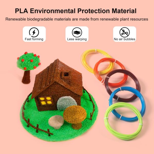 GIANTARM 3D Pen Filament Refills,20 Colors 1.75mm 3D Pen PLA Filament,Each Color 16 Feet, Total 320 feet, Pack with 2 Finger Caps - Image 2