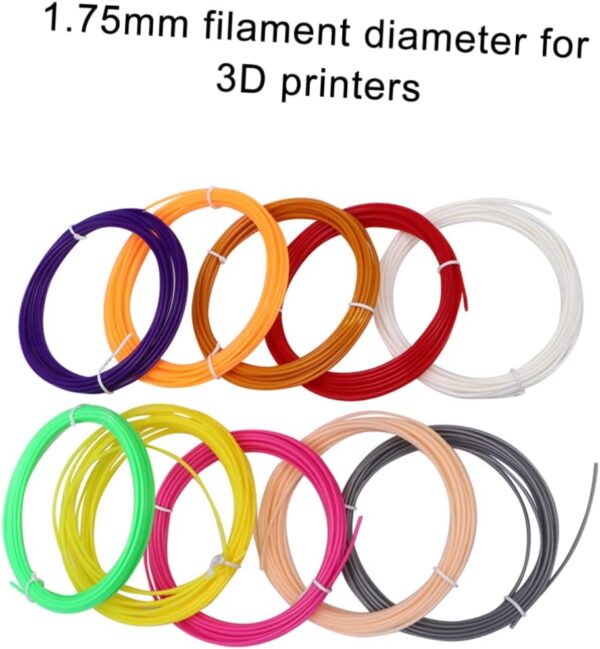 GLEAVI 2pcs 3D Pen Filament Refills 1.75mm Pla Printing Filament 10 Random Abs Colors 5m Pack - Image 2