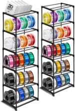 GRETJOB 10-Tier 3D Printer Filament Storage Rack – Heavy-Duty Metal Spool Holder, Holds 60 Filament Rolls, Modular Shelves, Tool-Free Assembly