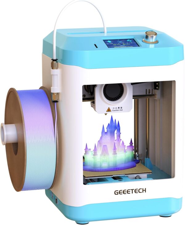 Geeetech 3D Printer for Kids & Beginners, High-Speed Mini 3D Printer, Auto-Leveling, Child-Safe Design, Fully Open Source Pre-Assembled STEM Learning Tool, 3.94x4.33x3.94in Print Size for Home/School