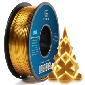 Geeetech Silk PLA Filament 1.75mm for 3D Printer , Metal-Like Shiny Consumable 1kg (2.2lbs) 1 Spool, Dimensional Accuracy +/- 0.03 mm, Silk Gold