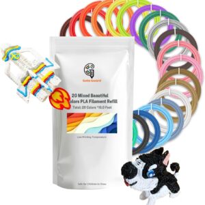 Goto Guard 3D Pen Filament Refills 20 Color 3D Pen Filament Total 200 Feet, Multicolor 3D Printing PLA Filament 1.75mm, Kids Safe for SCRIB3D P1 and MYNT3D Pens, Each Color About 10 Feet