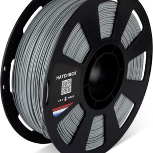 HATCHBOX PLA MAX V2 Gray 3D Printer Filament Made in The USA, 1.75mm Diameter 1 KG Spool, Premium USA Made 3D Printing Filament