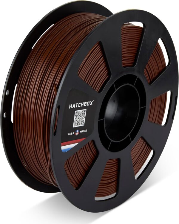HATCHBOX PLA MAX V2 Pecan Brown 3D Printer Filament Made in The USA, 1.75mm Diameter 1 KG Spool, Premium USA Made 3D Printing Filament
