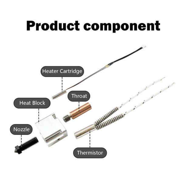 Hardened Hotend for T1/T1 Pro 0.6MM Print Head Extruder Kit Hot End Heater Block Heating Rod Cartridge 24V 70W Thermistor Hardened Nozzle for Flsun Printer Accessories Replacement - Image 2