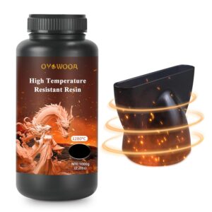 High-Temp Resistant 3D Printer Resin - Up to 280°C, High Precision 3D Printing Resin for Engineering, Industrial Parts, 405nm Photopolymer Resin for DLP/LCD (Black, 1000g)