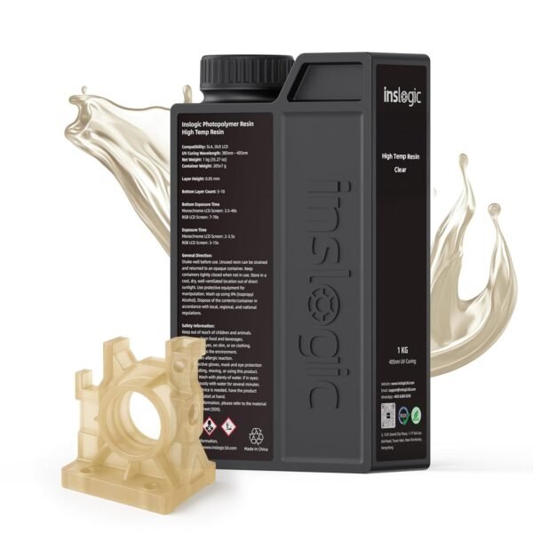 Inslogic High Temp 3D Printer Resin, Functional Resin 405nm DLP LCD UV-Curing Photopolymer Resin for Prototyping, Ducting, High Precision Printing,1KG Clear