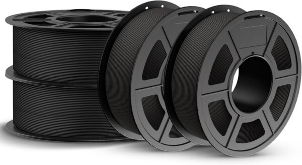 JAYO Matte PLA Filament 1.75mm 4.4KG Bundle, PLA Matte 3D Printer Filament, Dimensional Accuracy +/- 0.02 mm, 4 Pack 1.1kg Spool (Black*4)