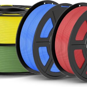 JAYO PLA 3D Printer Filament Bundle 4.4KG, PLA Filament 1.75mm Bulk, Dimensional Accuracy +/- 0.02mm, 4 Pack 1.1kg Spool (Cherry Red,Pri-Yellow,Pri-Cyan,Olive Green)
